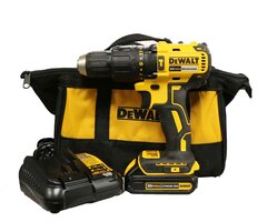 DEWALT HAMMER DRILL KIT WITH BATTERY CHARGER AND CASE